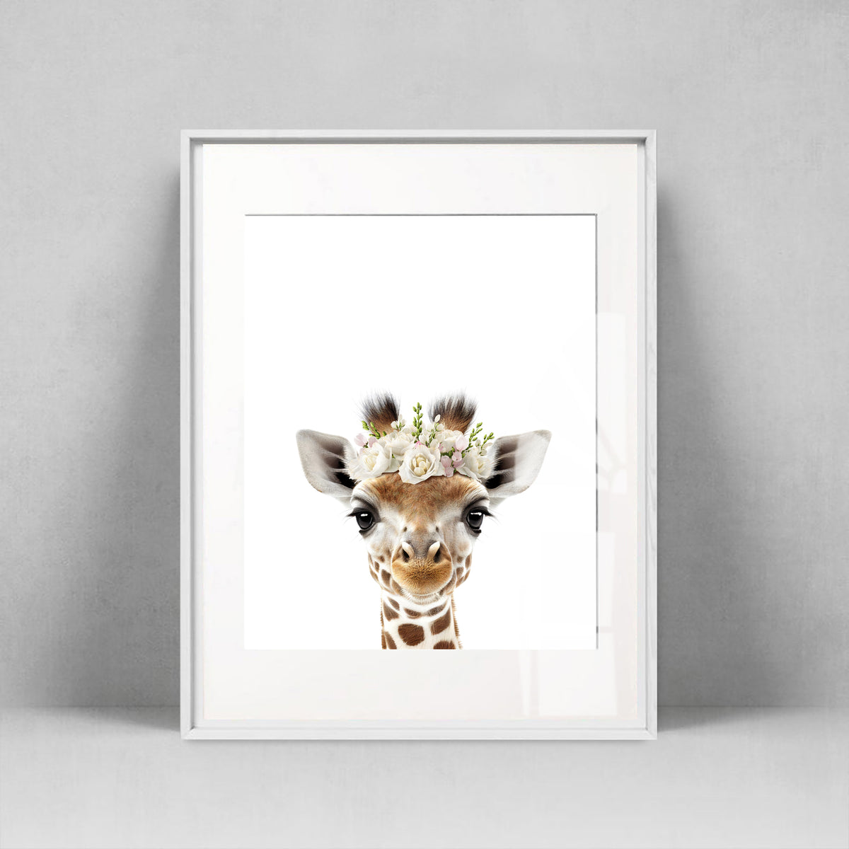 Giraffe with flowers
