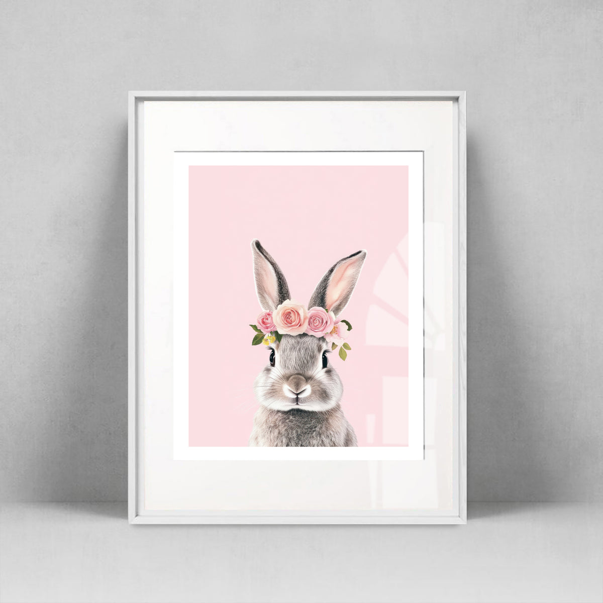 Rabbit with a crown of roses