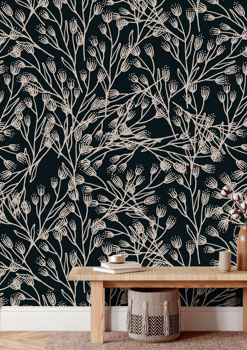 Scattered Blooms Black
