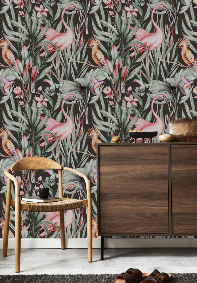 Tropical Flamingo Black