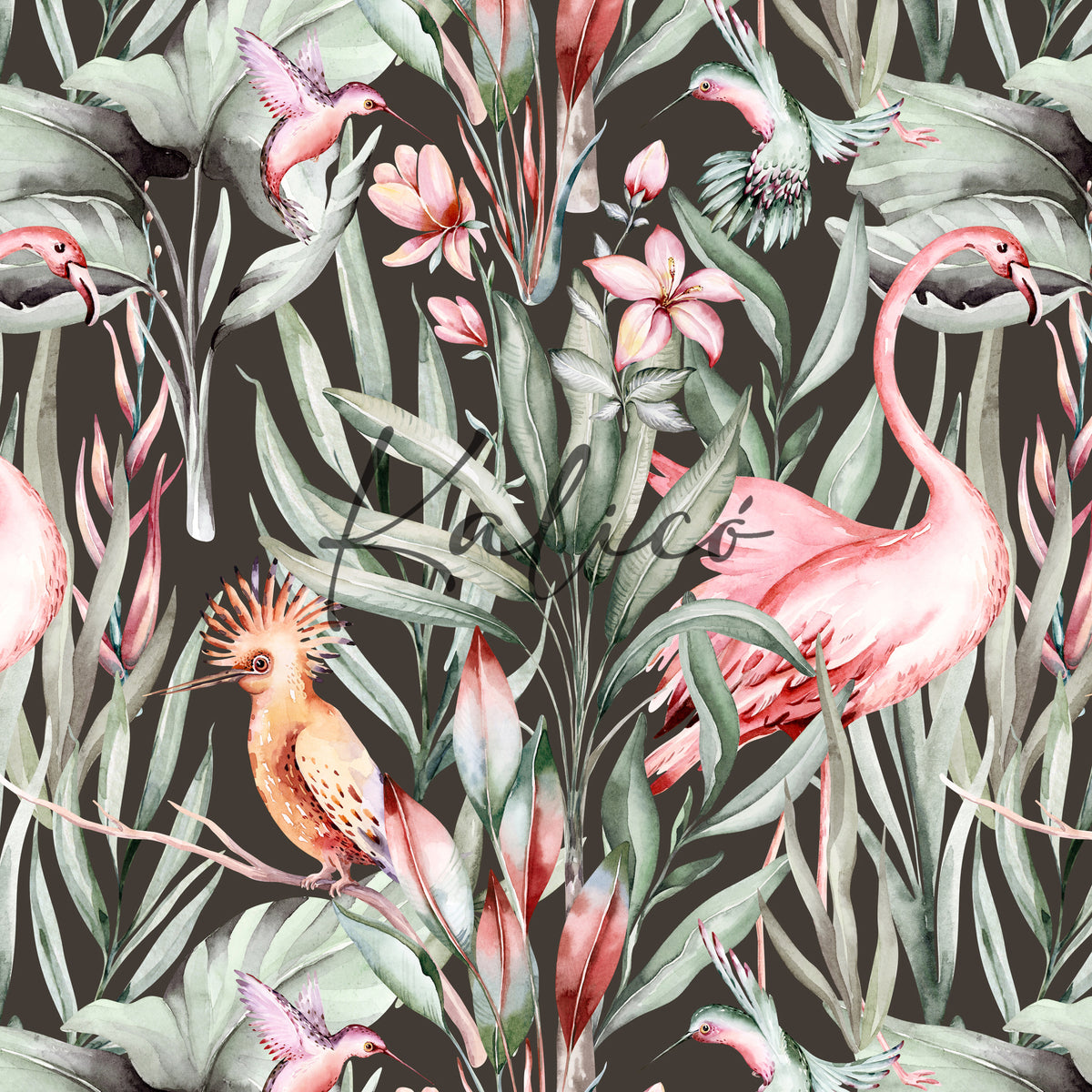 Tropical Flamingo Black